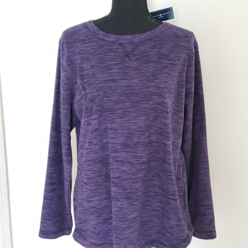 Karen Scott Purple Sports Fleece Top